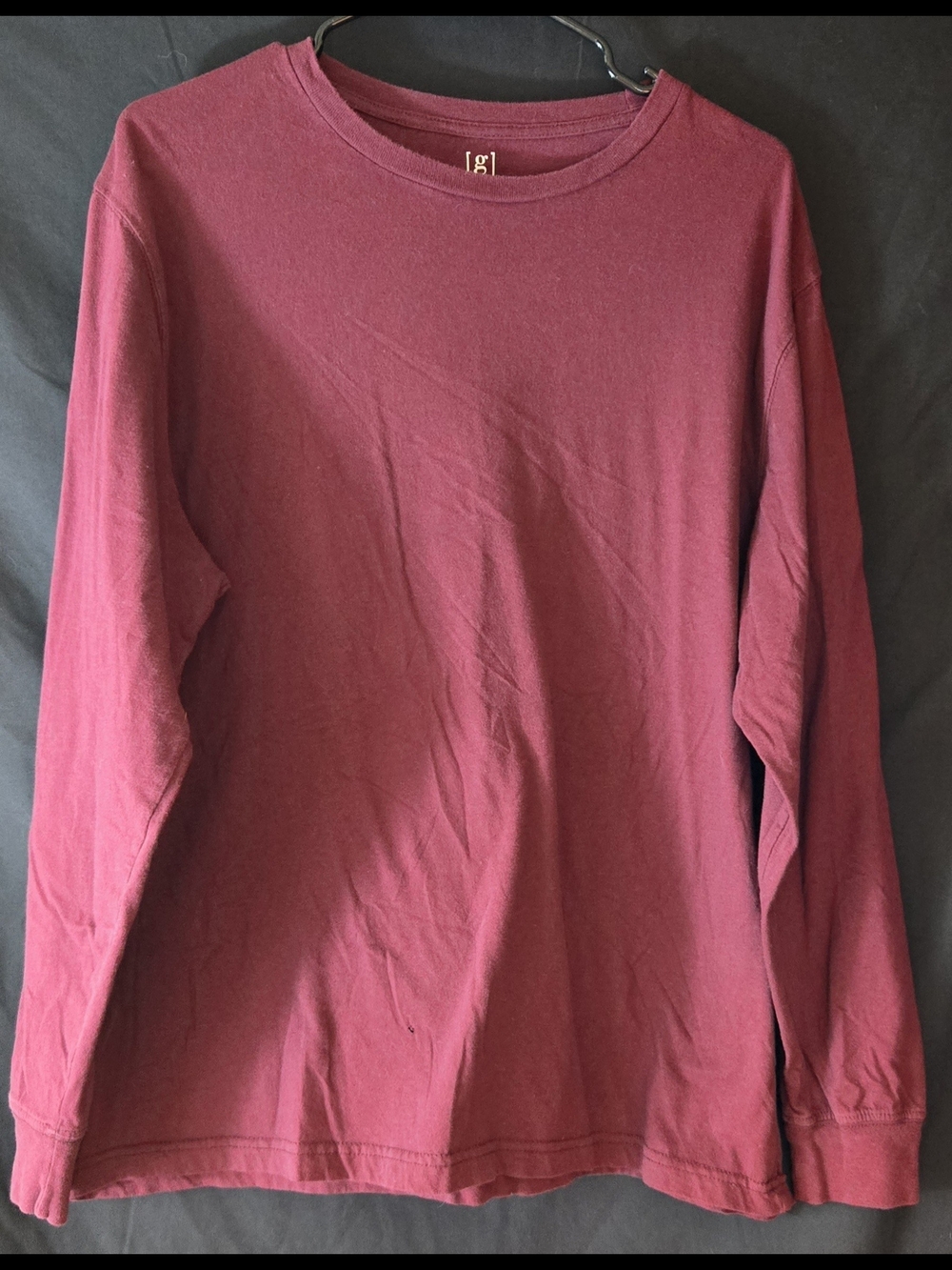 George Long-Sleeve Crewneck Top - Burgundy